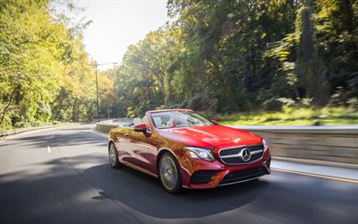 4k, Mercedes-Benz classe E Cabriolet, 2018 auto, su strada, la nuova classe E, Mercedes
