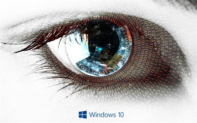 windows 10, 4k, menschliches auge, kunst creative, microsoft