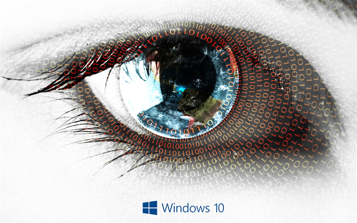 Windows 10, 4k, oeil humain, de l&#39;art cr&#233;atif, Microsoft
