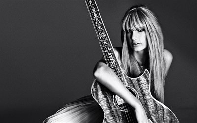 Taylor Swift, amerikansk s&#229;ngerska, kvinna med gitarr, amerikanska stj&#228;rnan, photoshoot, portr&#228;tt