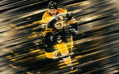 Patrice Bergeron, 4k, Boston Bruins, Canadian hockey player, left winger, NHL, creative art, USA, hockey