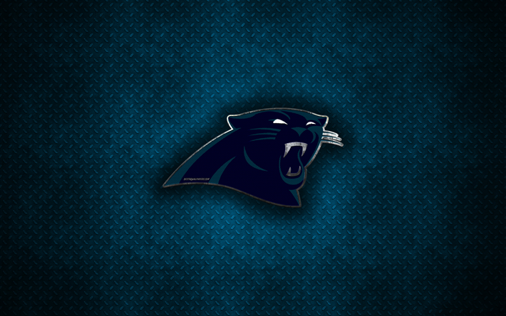 Carolina Panthers, 4k, club di football americano, logo in metallo, Charlotte, North Carolina, USA, creativo, arte, NFL, emblema blu metallo, sfondo, football americano, Campionato Nazionale di Calcio, Nazionale di Calcio della Conferenza