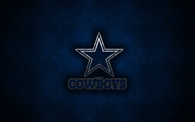 Dallas Cowboys, American football club, metal logo, Arlington, Texas, USA, creative art, NFL, emblem blue metal background, american football, National Football League, National Football Conference
