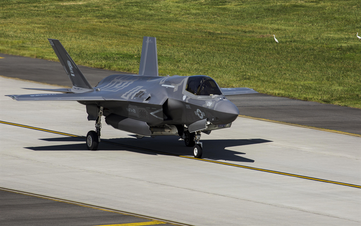 Lockheed Martin F-35 Lightning II, American fighter, USAF, combat aircraft, invisible plane, F-35B, US Marine Corps