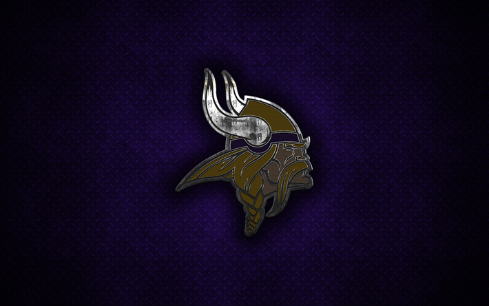 Minnesota Vikings, American football club, metal logo, Minneapolis, Minnesota, USA, creative art, NFL, emblem, purple metal background, american football, National Football League, National Football Conference