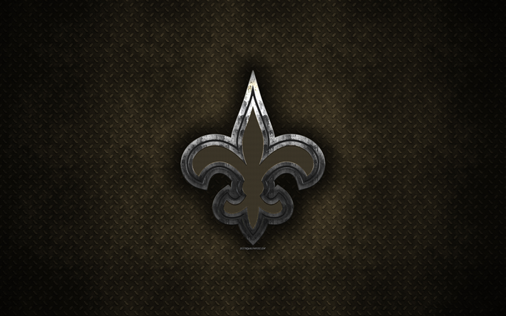New Orleans Saints, American football club, metal logo, New Orleans, Louisiana, USA, creative art, NFL, emblem, brown metal background, american football, National Football League, National Football Conference