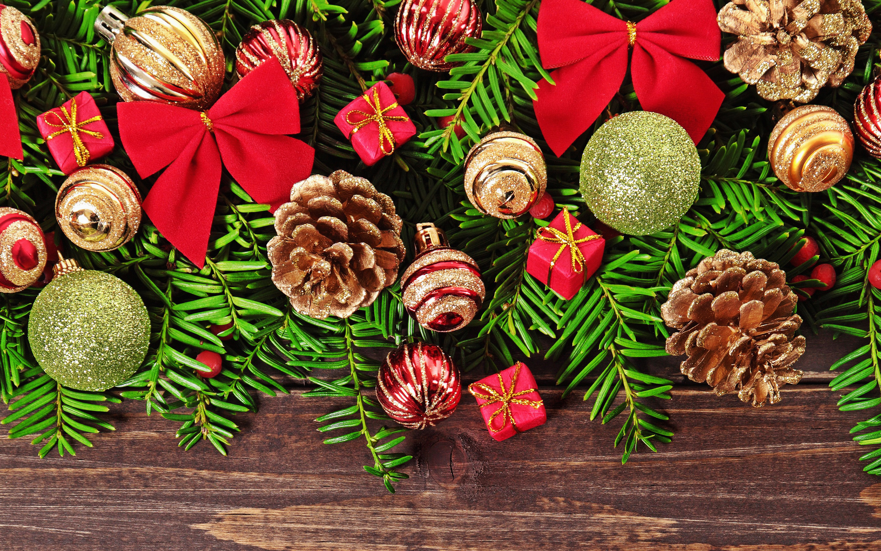 ダウンロード画像 メリークリスマス 赤弓 Fir円錐 木の背景 Fir支店 クリスマス クリスマスの飾り 画面の解像度 x1800 壁紙デスクトップ上