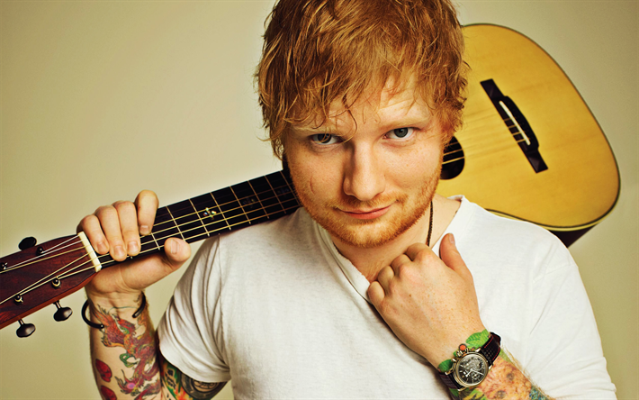 Ed Sheeran, le chanteur britannique, le portrait, la guitare, la star britannique, musicien pop, shooting photo, Edward Christopher Sheeran