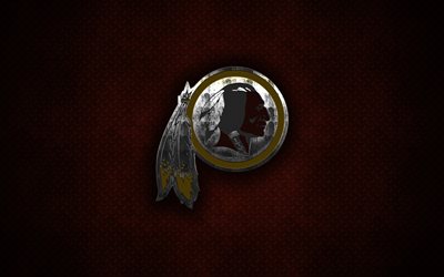 Washington Redskins, American football club, metal logo, Washington, USA, creative art, NFL, emblem, brown metal background, american football, National Football League, National Football Conference