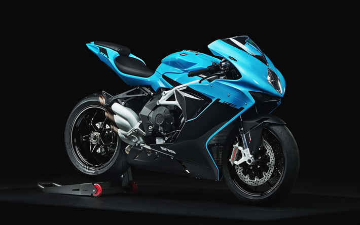 675 MV Agusta F3, 4k, st&#252;dyo, 2019 bisiklet, mavi motosiklet, superbikes, MV Agusta