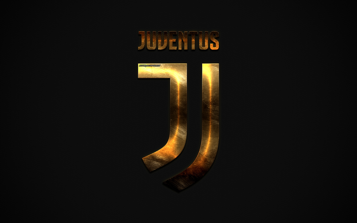 Juventus FC, or nouveau logo, nouvel embl&#232;me de la Juventus, de l&#39;italien, club de football, champion d&#39;italie, Serie A, l&#39;Italie, le football, la maille de la texture, de la maille en m&#233;tal noir, de la Juve
