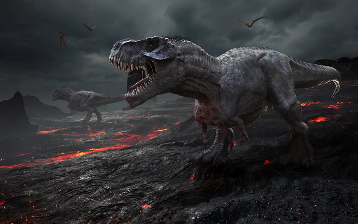 dinossauros, lava, vulc&#227;o, fantasia, 3d dinossauros, animais pr&#233;-hist&#243;ricos