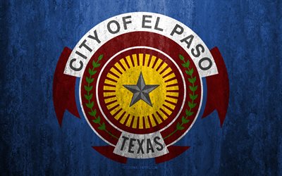 Bandiera di El Paso, in Texas, 4k, pietra, sfondo, Americano, citt&#224;, grunge, bandiera, El Paso, stati UNITI, arte, texture, le bandiere delle citt&#224; americane