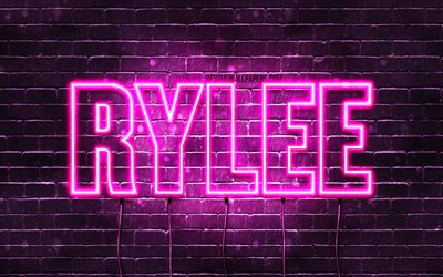 Rylee, 4k, des fonds d&#39;&#233;cran avec des noms, des noms f&#233;minins, Rylee nom, de violet, de n&#233;ons, le texte horizontal, image avec Rylee nom