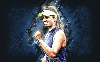 Elina Svitolina, ATP, Ukrainian tennis player, portrait, blue stone background, tennis