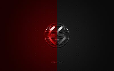 Eskisehirspor, Turkish football club, 1 Lig, red-black logo, red-black carbon fiber background, football, Eskisehir, Turkey, Eskisehirspor logo
