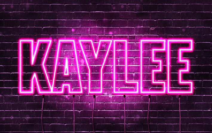 Kaylee, 4k, fondos de pantalla con los nombres, los nombres femeninos, Kaylee nombre, p&#250;rpura luces de ne&#243;n, el texto horizontal, imagen con Kaylee nombre
