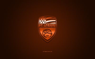 FC Lorient, French football club, Ligue 2, orange logo, orange carbon fiber background, football, Lorient, France, FC Lorient logo