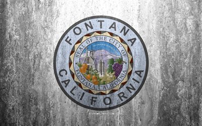 Flag of Fontana, California, 4k, stone background, American city, grunge flag, Fontana, USA, Fontana flag, grunge art, stone texture, flags of american cities