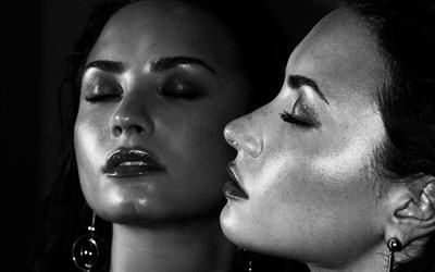 Demi Lovato, アメリカの歌手, 肖像, モノクロ, 驚, 人気歌手, Demetria Devonne Lovato
