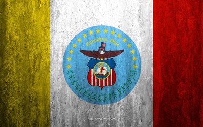 Bandiera di Columbus, Ohio, 4k, pietra, sfondo, Americano, citt&#224;, grunge, bandiera, Columbus, stati UNITI, arte, texture, le bandiere delle citt&#224; americane