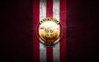 Cittadella FC, golden logo, Serie B, purple metal background, football, AS Cittadella, italian football club, Cittadella logo, soccer, Italy