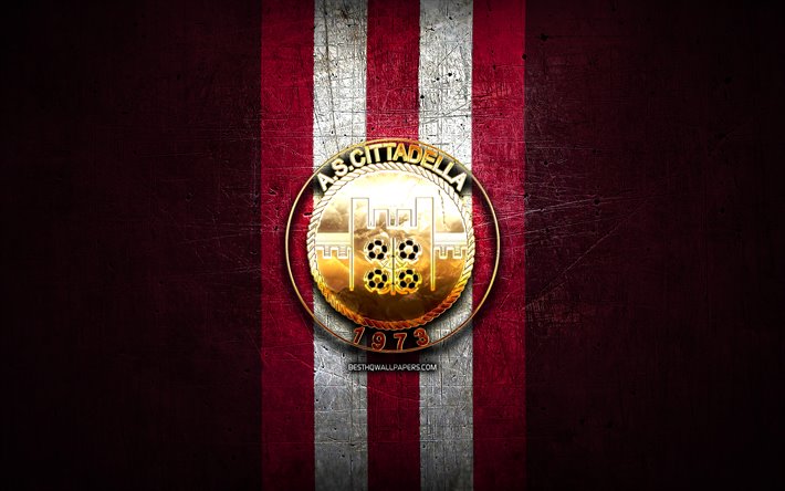 القلعة FC, الشعار الذهبي, دوري الدرجة الثانية, الأرجواني خلفية معدنية, كرة القدم, كما سيتاديلا, الإيطالي لكرة القدم, القلعة شعار, إيطاليا
