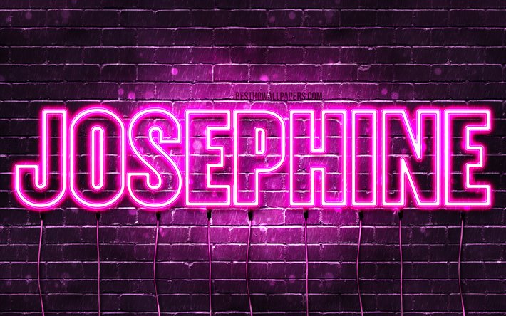 Josephine, 4k, tapeter med namn, kvinnliga namn, Josephine namn, lila neon lights, &#246;vergripande text, bild med Josephine namn