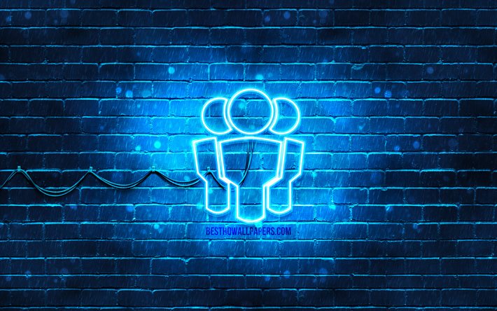 Business Team neon icon, 4k, blue background, Business Team concepts, neon symbols, Business Team, neon icons, Businessman sign, business signs, Business Team icon, business icons