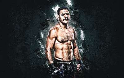 Rafael Dos Anjos, UFC, lutador brasileiro, MMA, retrato, fundo de pedra cinza