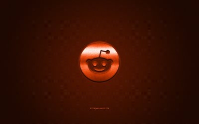 reddit social media, reddit orange logo, orange carbon hintergrund, reddit logo, reddit emblem