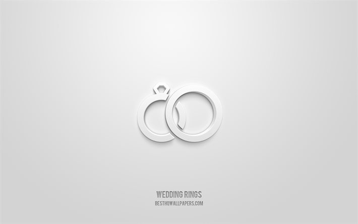 Wedding Rings 3d icon, white background, 3d symbols, Wedding Rings, Wedding icons, 3d icons, Wedding Rings sign, Wedding 3d icons