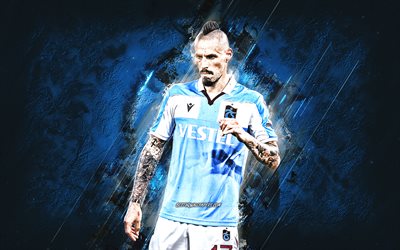 Marek Hamsik, Trabzonspor, Slovak footballer, attacking midfielder, blue stone background, football, Turkey