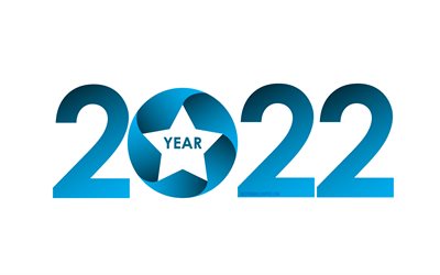 4k, Happy New Year 2022, white background, 2022 New Year, 2022 blue background, 2022 greeting card, 2022 Blue background