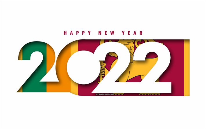 Bonne ann&#233;e 2022 Sri Lanka, fond blanc, Sri Lanka 2022, Sri Lanka 2022 Nouvel An, 2022 concepts, Sri Lanka, Drapeau du Sri Lanka