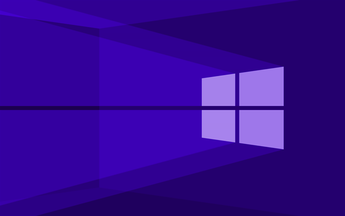 4K, logo bleu fonc&#233; de Windows 10, fond abstrait bleu fonc&#233;, minimalisme, logo de Windows 10, minimalisme de Windows 10, Windows 10