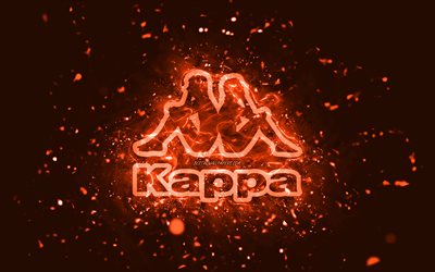 Kappa oranssi logo, 4k, oranssit neon valot, luova, oranssi abstrakti tausta, Kappa logo, tuotemerkit, Kappa