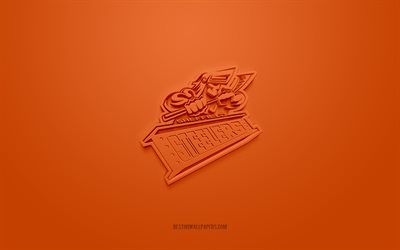 شيفيلد ستيلرز, شعار 3D الإبداعية, خلفية برتقالية, دوري الهوكي, 3d شعار, نادي الهوكي الانجليزي, شفيلد, إنجلترا, فن ثلاثي الأبعاد, الهوكي, شعار شيفيلد ستيلرز ثلاثي الأبعاد