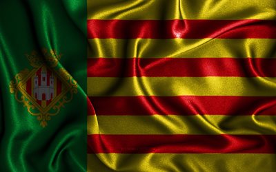 カステリョデラプラナの旗, 4k, シルクの波状の旗, スペインの都市, カステリョデラプラナの日, ファブリックフラグ, 3Dアート, カステリョデラプラナ, カステリョデラプラナ3D旗
