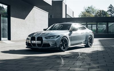 2021, BMW M4 F82, AC Schnitzer, 4k, vista frontale, grigio coupé sportiva, tuning M4 F82, auto tedesche, M4 F82 AC Schnitzer, BMW