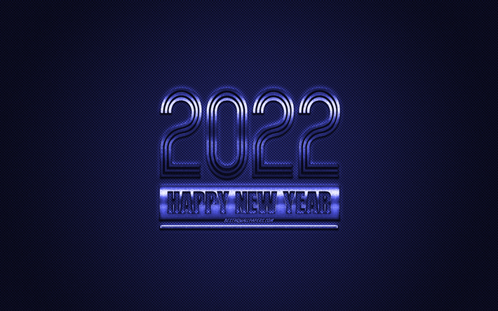 2022 New Year, 2022 dark blue background, 2022 concepts, Happy New Year 2022, dark blue carbon texture, dark blue background