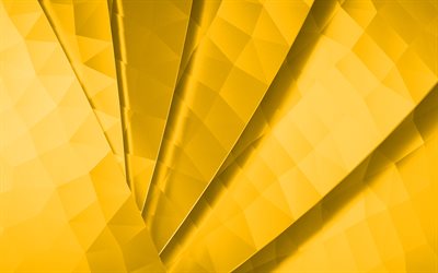 4k, gul abstrakt bakgrund, gul polygon bakgrund, gul abstraktion, gula linjer bakgrund, kreativ gul bakgrund