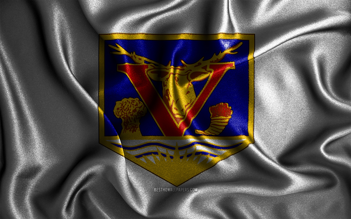 Vernon lippu, 4k, silkki aaltoilevat liput, Kanadan kaupungit, Day of Vernon, Flag of Vernon, kangasliput, 3D-taide, Vernon, Vernon 3D lippu
