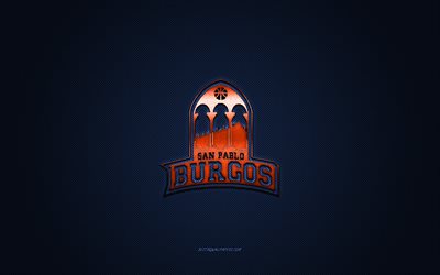 CB San Pablo Burgos, Espanjan koripalloseura, oranssi logo, sininen hiilikuitu tausta, Liga ACB, koripallo, Burgos, Espanja, CB San Pablo Burgos logo