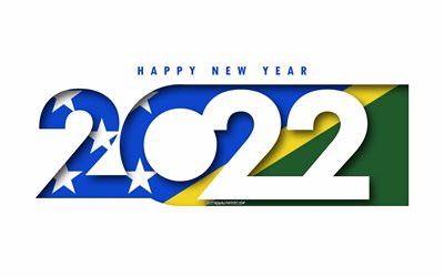 Bonne année 2022 Îles Salomon, fond blanc, Îles Salomon 2022, Îles Salomon 2022 Nouvel An, 2022 concepts, Îles Salomon, Drapeau des Îles Salomon