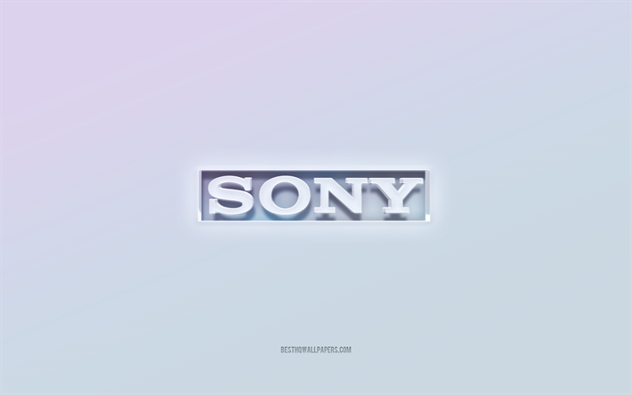 Sony logo, cut out 3d text, white background, Sony 3d logo, Sony emblem, Sony, embossed logo, Sony 3d emblem