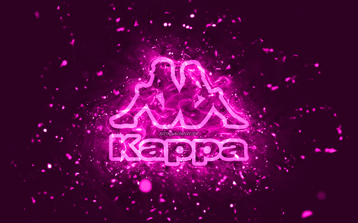 Kappa mor logo, 4k, mor neon ışıklar, yaratıcı, mor soyut arka plan, Kappa logo, markalar, Kappa