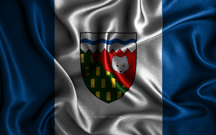 Drapeau des Territoires du Nord-Ouest, 4k, drapeaux ondul&#233;s en soie, provinces canadiennes, Jour des Territoires du Nord-Ouest, drapeaux en tissu, art 3D, Territoires du Nord-Ouest, Provinces du Canada, Drapeau 3D des Territoires du Nord-Ouest, Canad