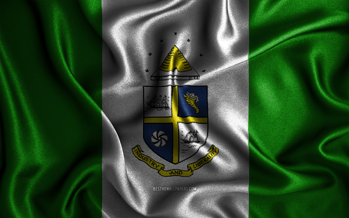 St Catharinesin lippu, 4k, silkki aaltoilevat liput, Kanadan kaupungit, St Catharinesin p&#228;iv&#228;, kangasliput, 3D-taide, St Catharines, St Catharinesin 3D lippu