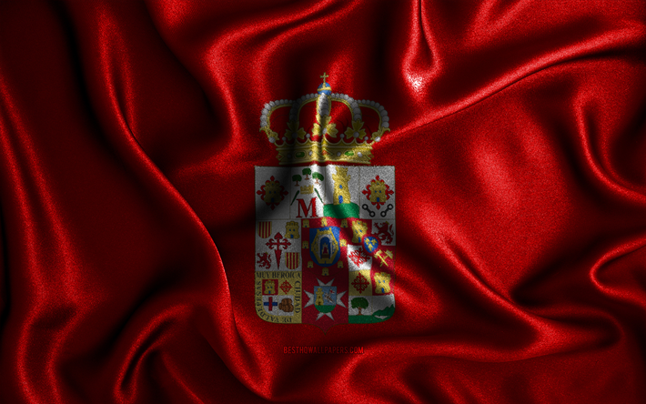 Bandeira de Ciudad Real, 4k, bandeiras onduladas de seda, províncias espanholas, Dia de Ciudad Real, bandeiras de tecido, arte 3D, Ciudad Real, Europa, Províncias da Espanha, Bandeira 3D de Ciudad Real, Espanha